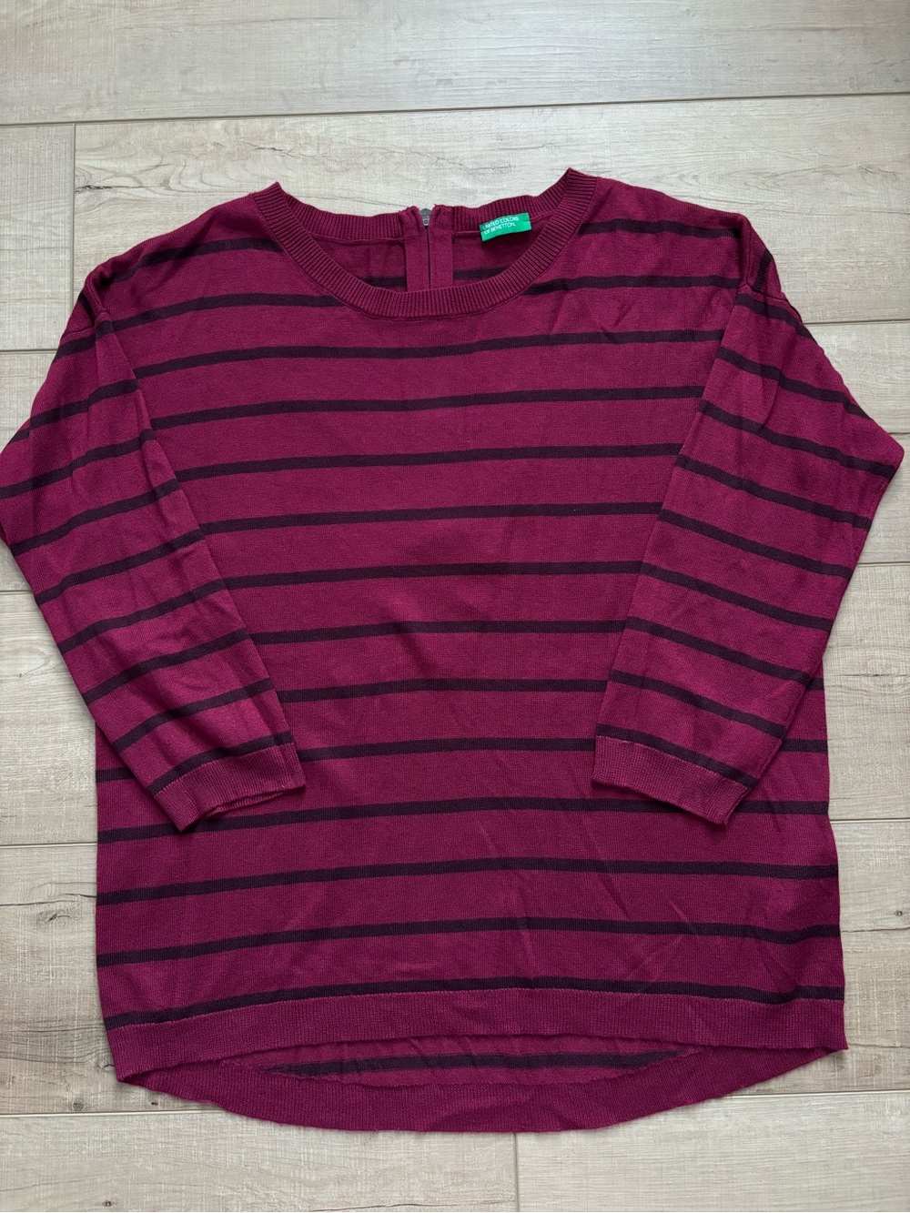 United Colors of Benetton Lightweight Striped Sweater With Back Zipper
